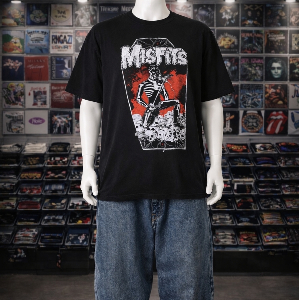 Misfits Coffin Skeleton Graphic Band T Shirt Black Tultex XXL Punk